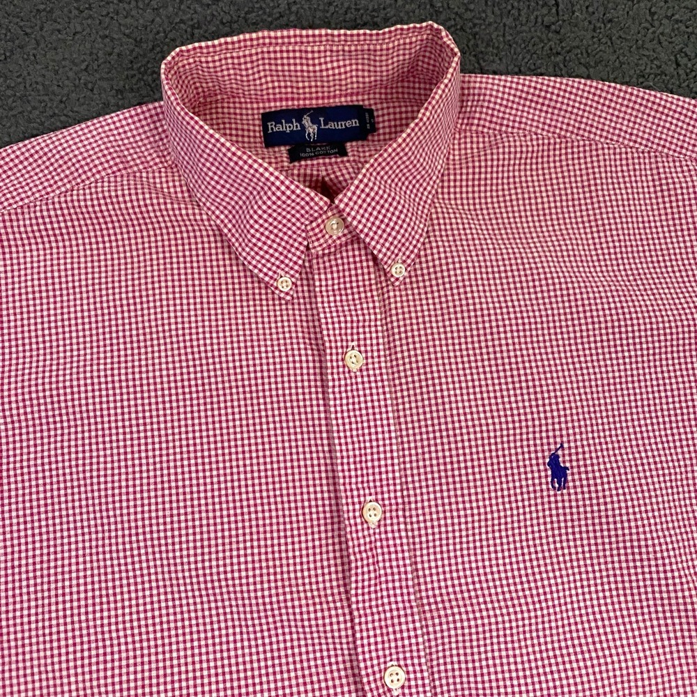 Vintage Polo Ralph Lauren Shirt Mens XL Seersucker Gingham Check Pony Blake Red